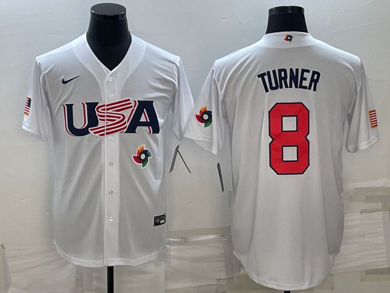 Men 2023 World Cub USA #8 Turner White Nike MLB Jersey11->more jerseys->MLB Jersey